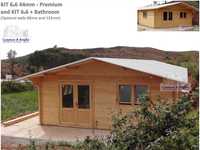 KIT Casa de madeira 6x6m/44mm - Opcional com divisão p. casa de banho