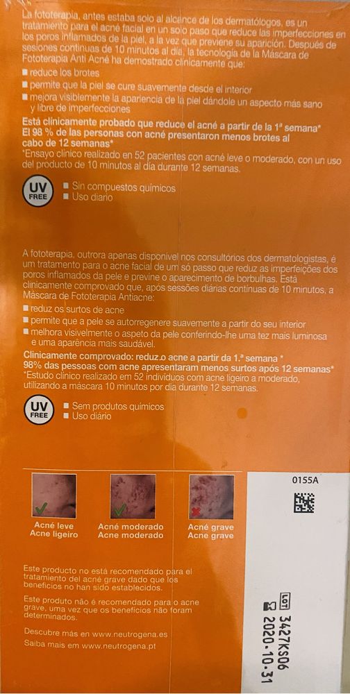 Neutrogena Visibly Clear Máscara de Fototerapia Anti Acne