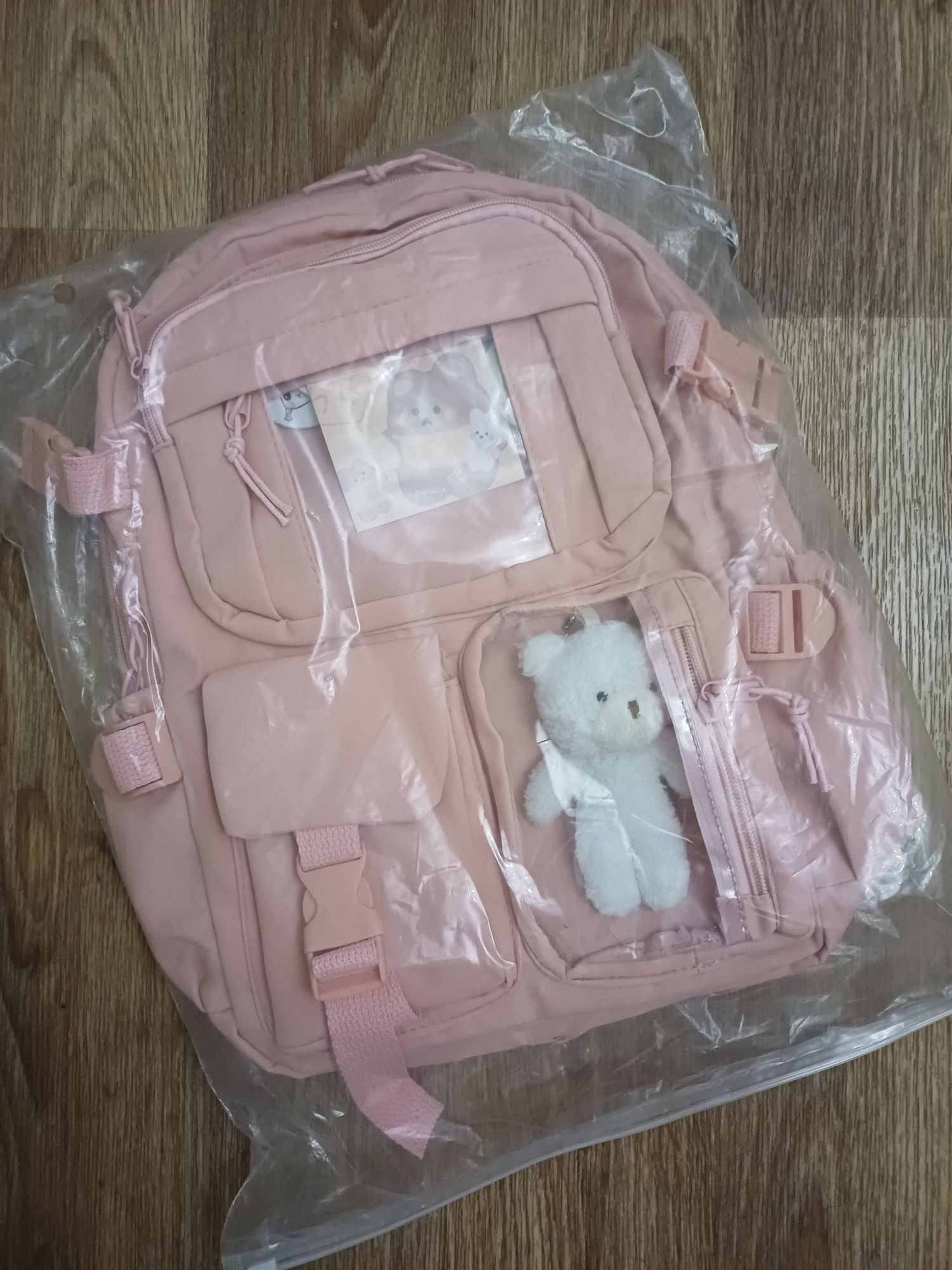 Рюкзак підлітковий рожевий з ведмедиком