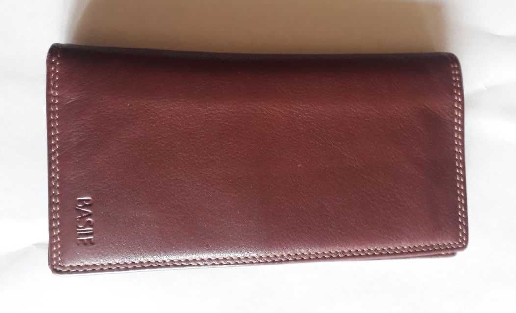 Большой кожаный коричневый бумажник (купюрник), портмоне, новый