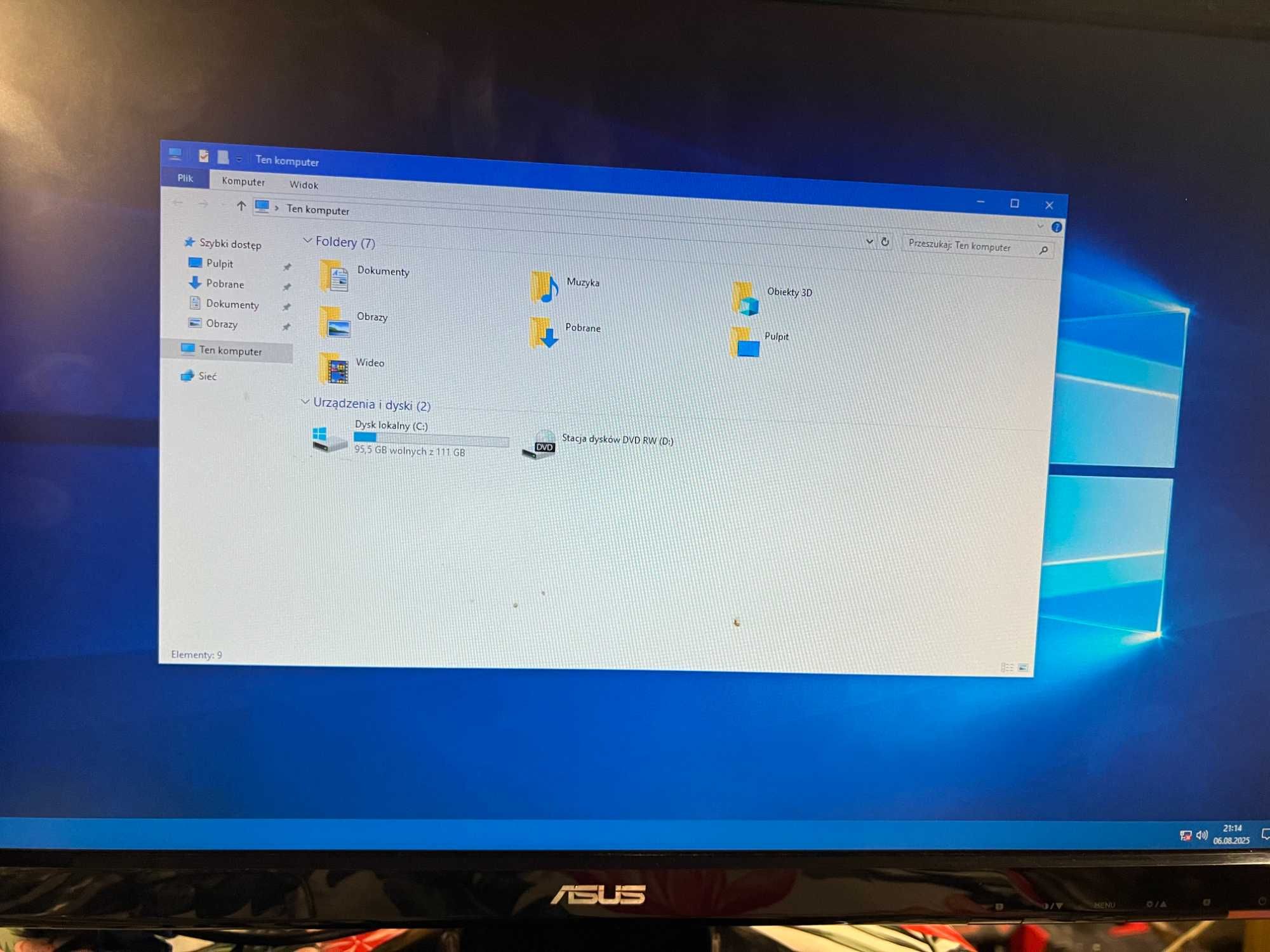 Monitor Asus 22 cale,  Komputer HP Elitedesk 705 G3 MT