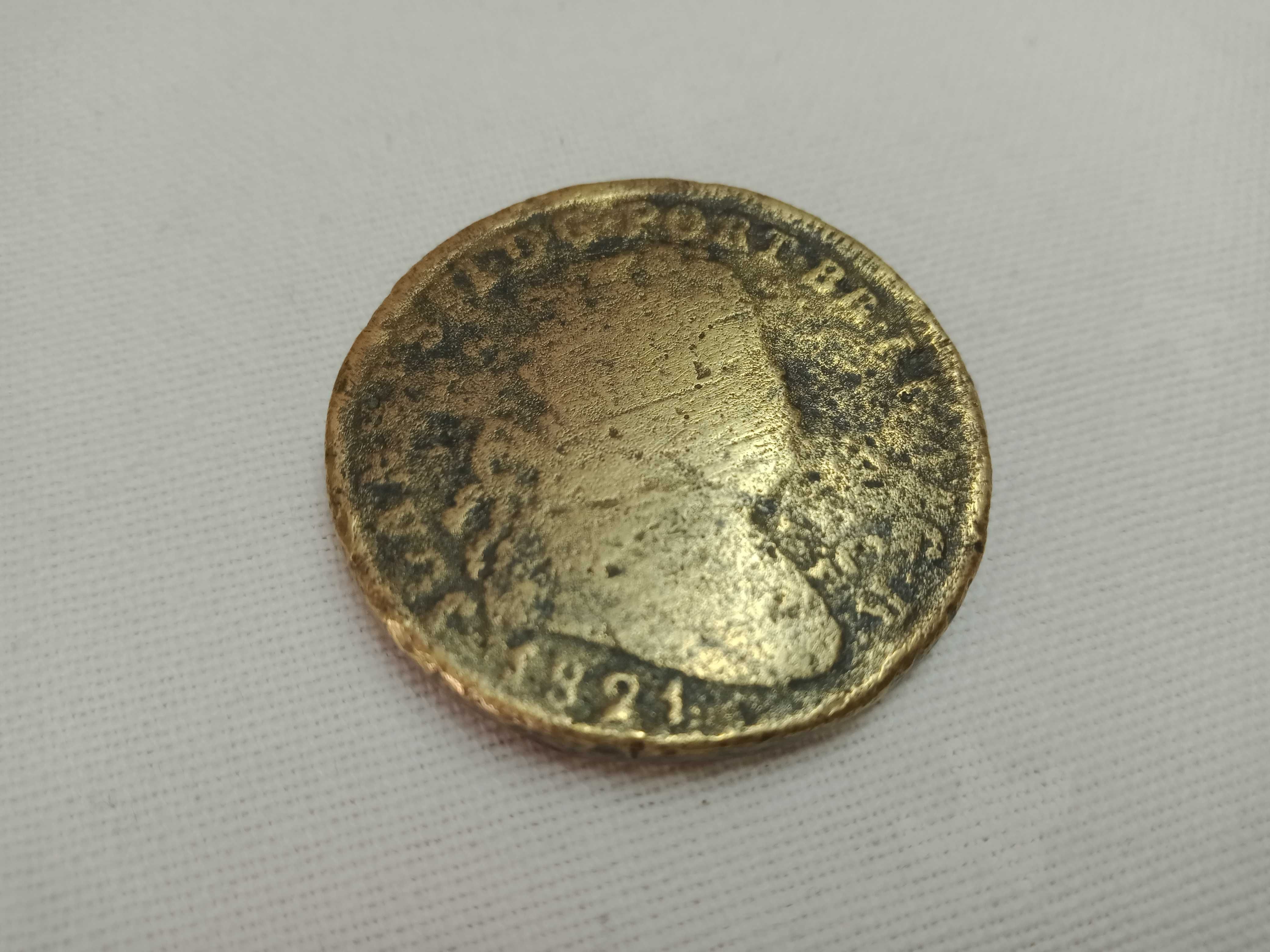 Moeda 40 reis patacos 1821 - cobre - coleção - rara