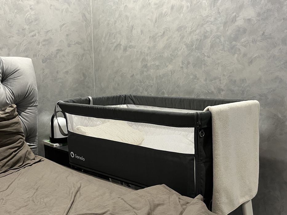 Приставне дитяче ліжко Lionelo Theo, темно-сірий