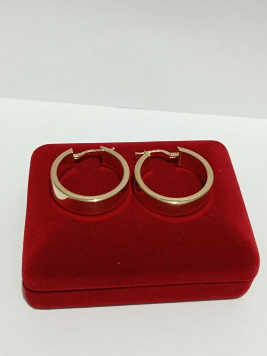 Złote kolczyki koła szerokie średnica 2,5cm, złoto próby 585