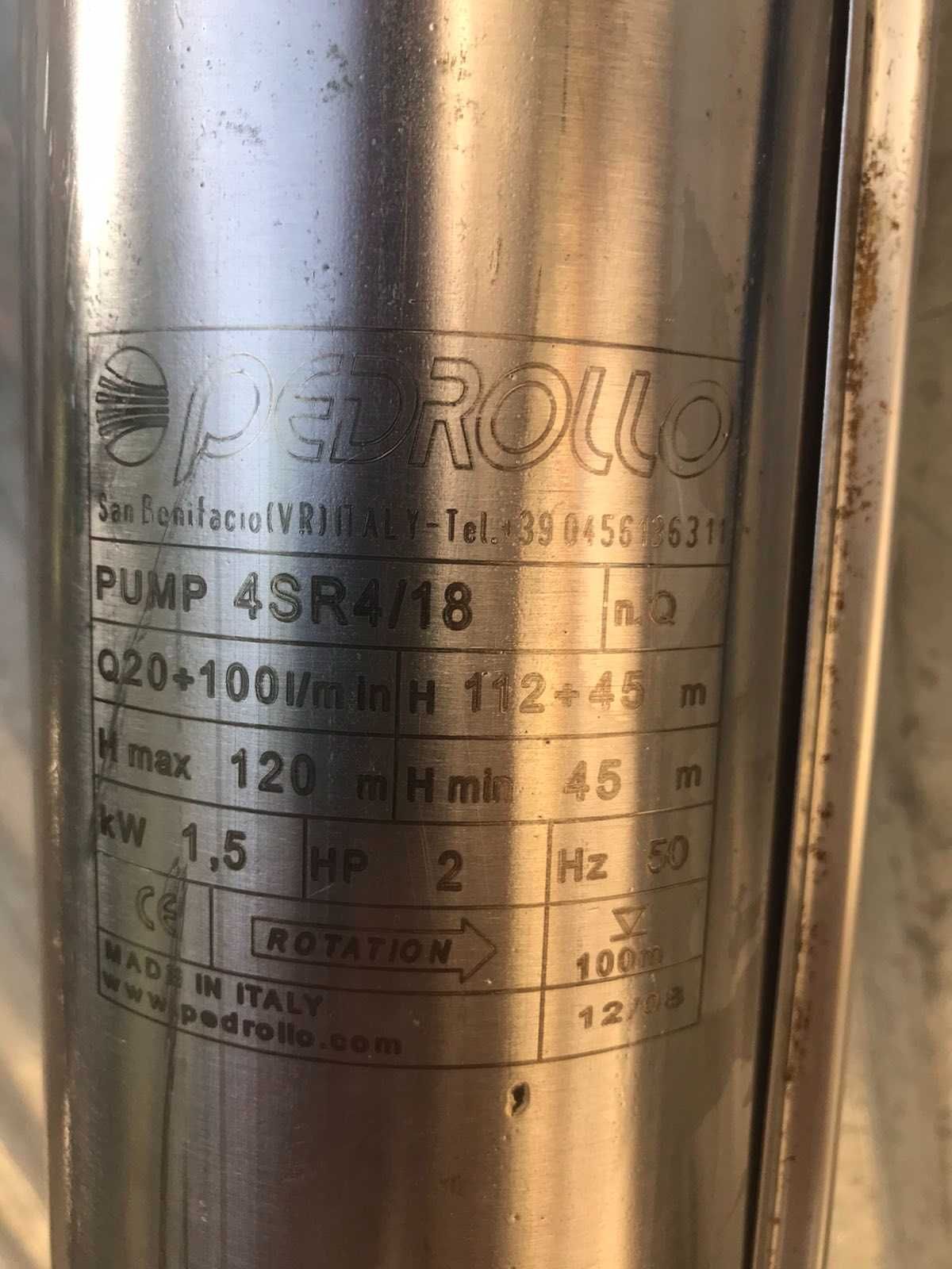 Насос скважинный Pedrollo 4SR 4/18 -  (Hmax 120m, 1.5 кВт) б/у