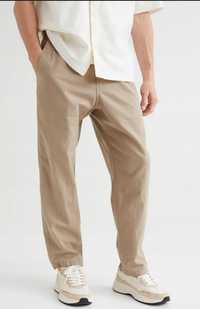 Beżowe joggersy z diagonalu H&M o kroju Relaxed Fit S-M