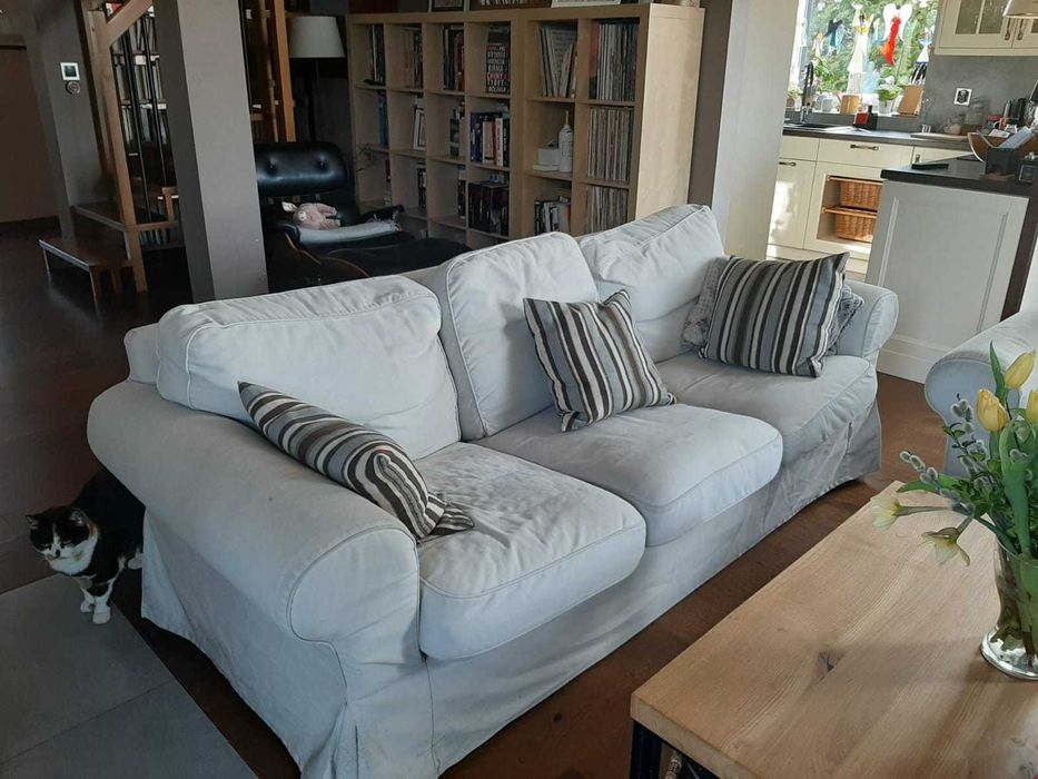 Meble Ikea EKTORP: sofa 3-osobowa, fotel, podnóżek
