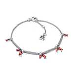 Pulseira Natal Brilhante Vermelha Pandora em Prata de Lei S925 Nova