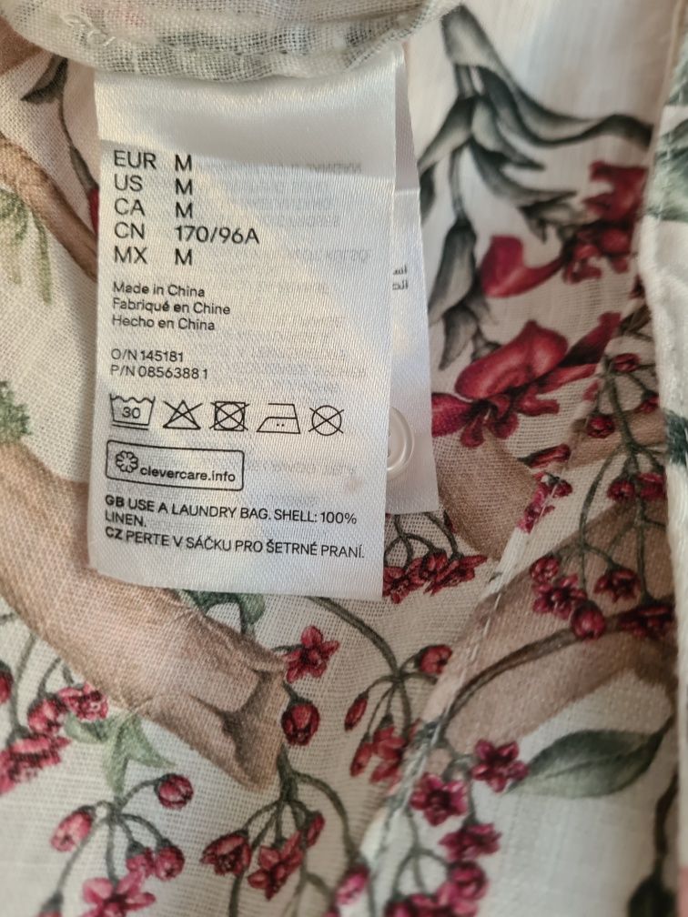 Sukienka midi H&M Johanna Ortiz M len bufiaste rękawy kieszenie pasek