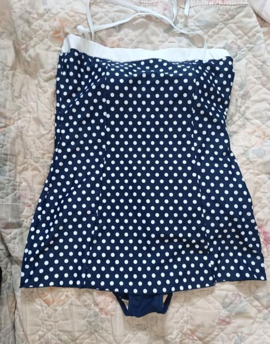 Синій стильний купальник - сукня, танкіні у басейн пляж вагітність