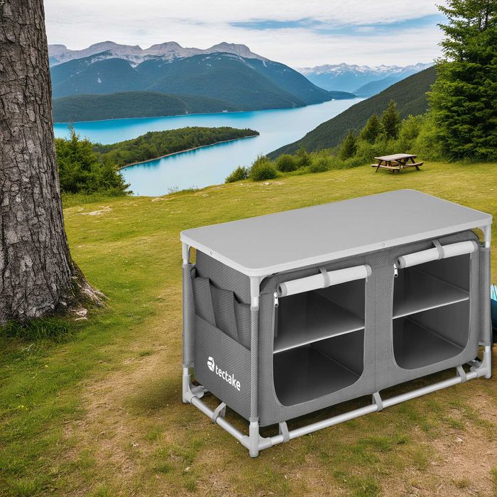 Szafka kempingowa Komfort z 4 przegrodami szary OUTLET
