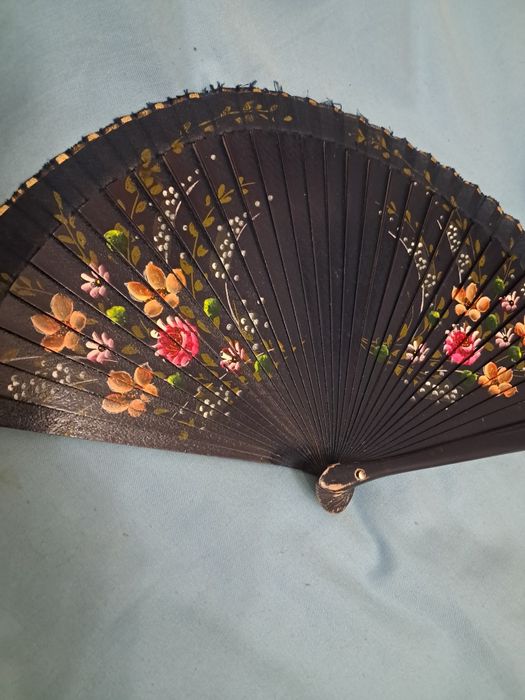 Веер винтаж дерево ручная роспись