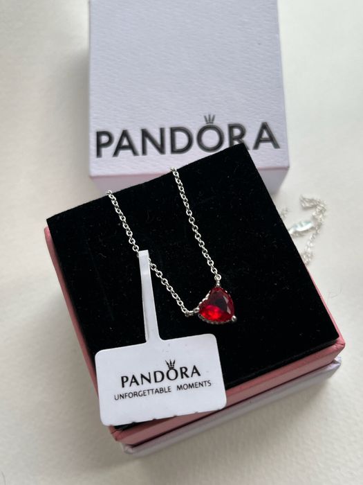Кольє блискуче червоне серце Pandora Пандора