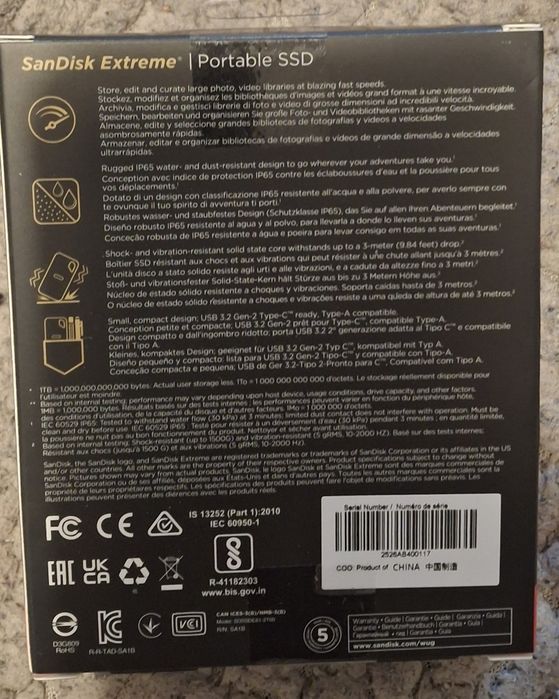 Disco Externo SANDISK Extreme (2 TB - USB Type-C - Preto)