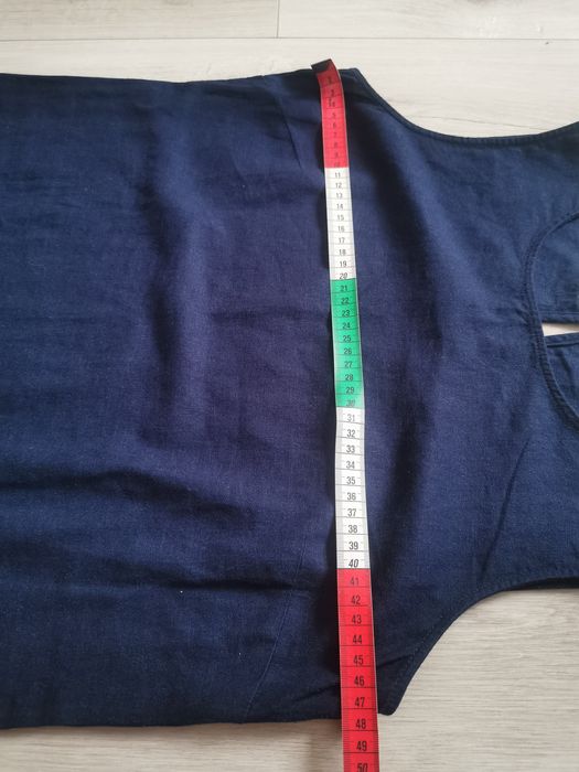 Tu lniana granatowa sukienka 38 bez rękawów len & wiskoza