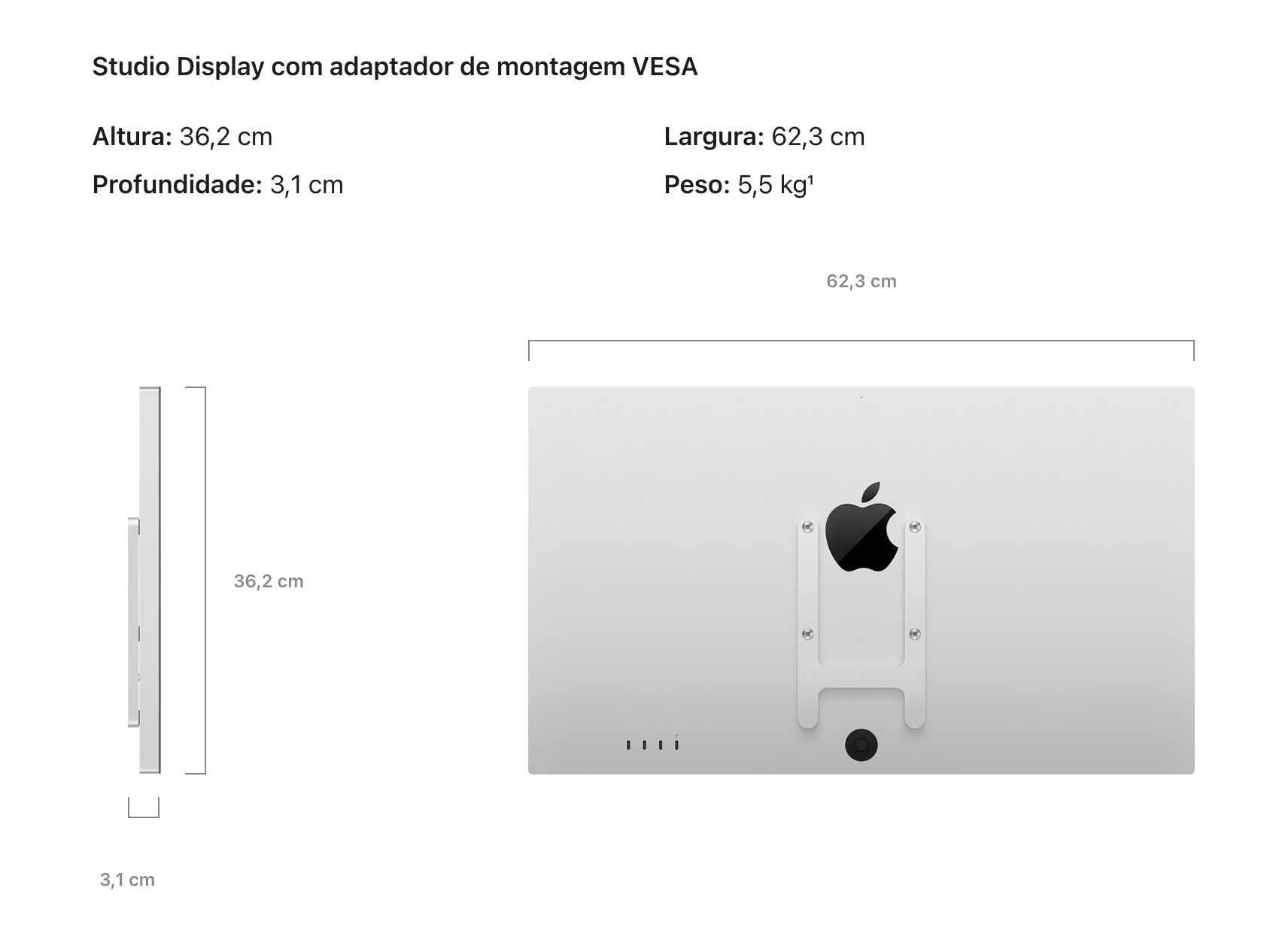 Apple Studio Display Monitores Ecrã Retina 5K de 27" Vidro padrão VESA