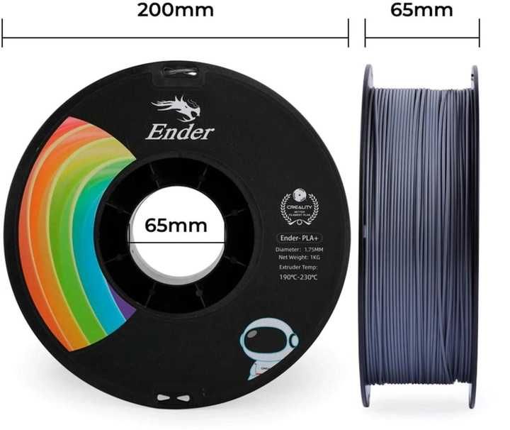 PLA пластик Creality Plus Filament для 3D-принтера 1.75 мм 1 кг Сірий