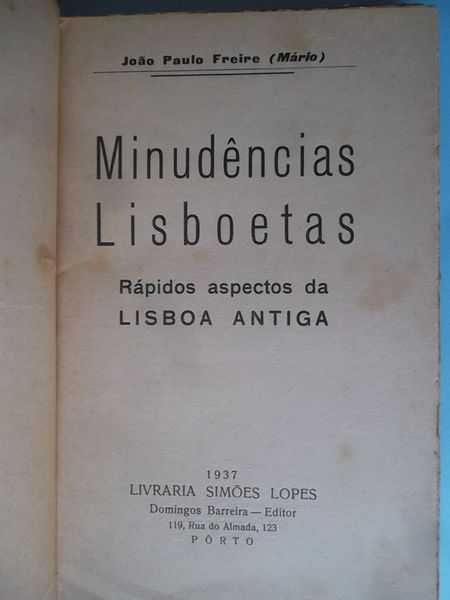 Minudências Lisboetas - Rápidos aspectos da Lisboa Antiga (1937)