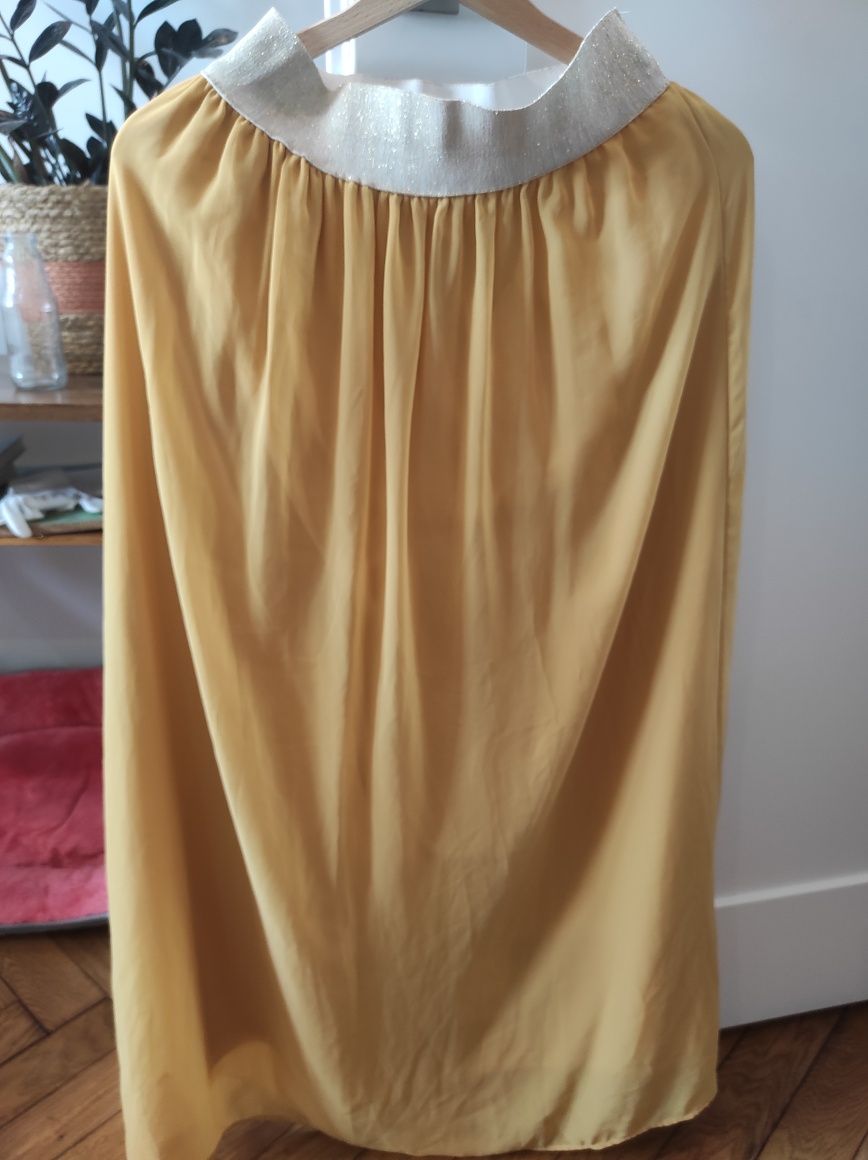 Długa żółta lekka przewiewna spódnica 42