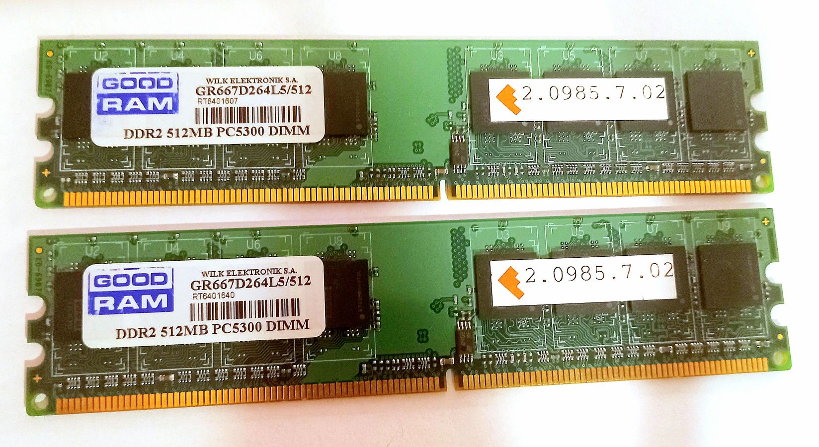 Sprzedam 2x pamięć RAM DDR2 512MB - sprawne stan idealny, tanio