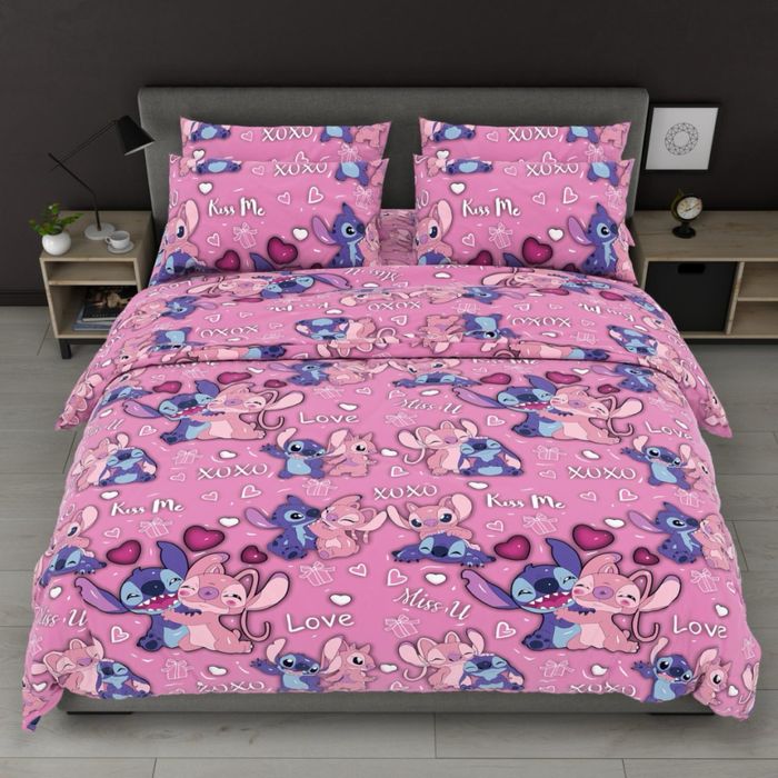 Постіль Лабубу Стіч Кітті бязь голд