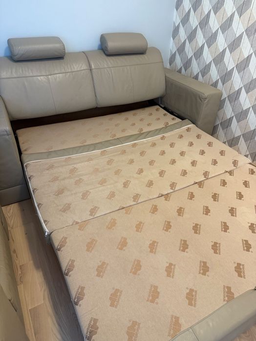 Meblomax Polska- premium skórzana kanapa (z funkcją spania)+ vip fotel