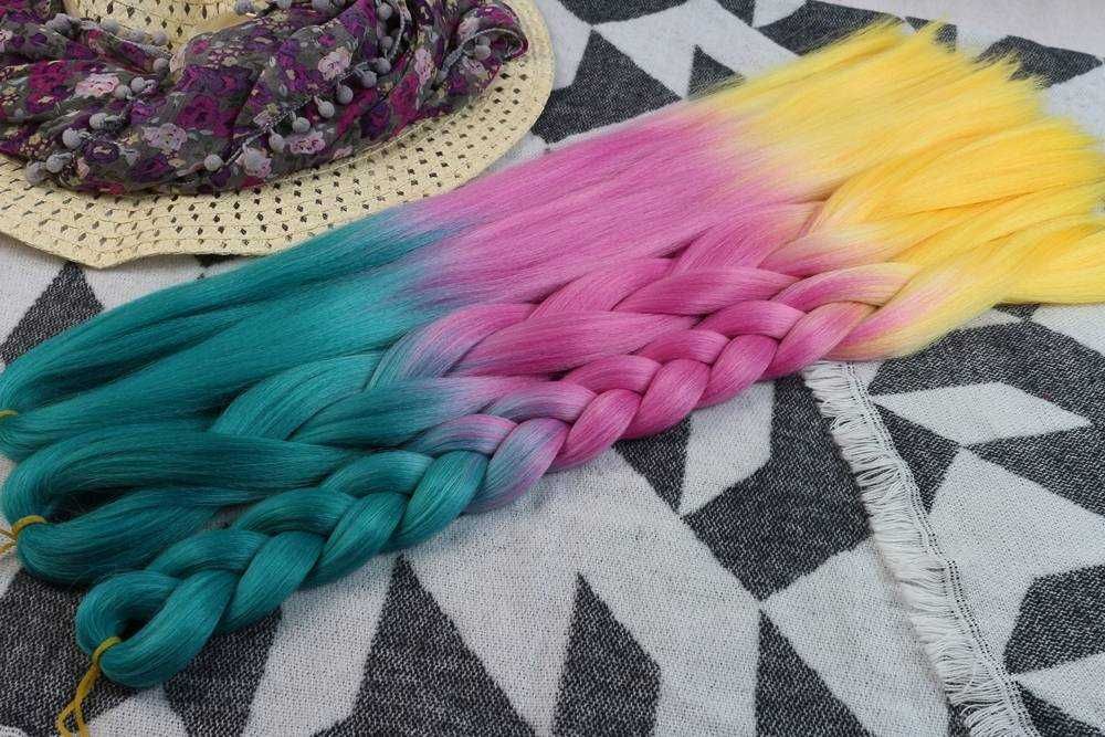 Włosy syntetyczne pasma dredy warkoczyki kolorowe ombre