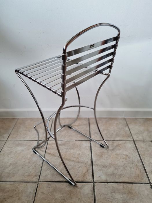 Hokery, stołki barowe, chromowane,Bauhaus,lata 80/90,mid-century