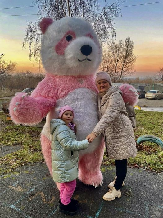 Поздравление Белый медведь , розовая панда