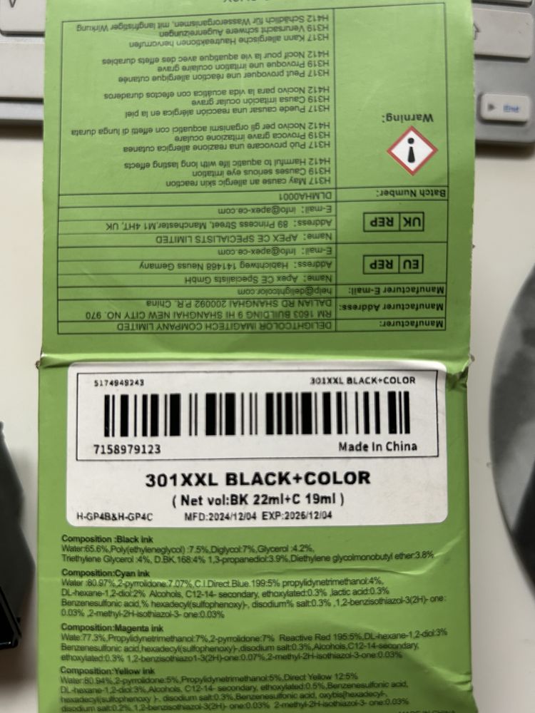 2 tinteiros HP 301 XL preto e cores