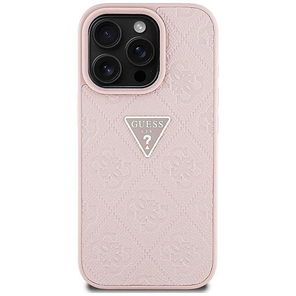 Etui Guess Hot Stamp 4G Pattern Triangle Metal Logo na iPhone 16 Pro M