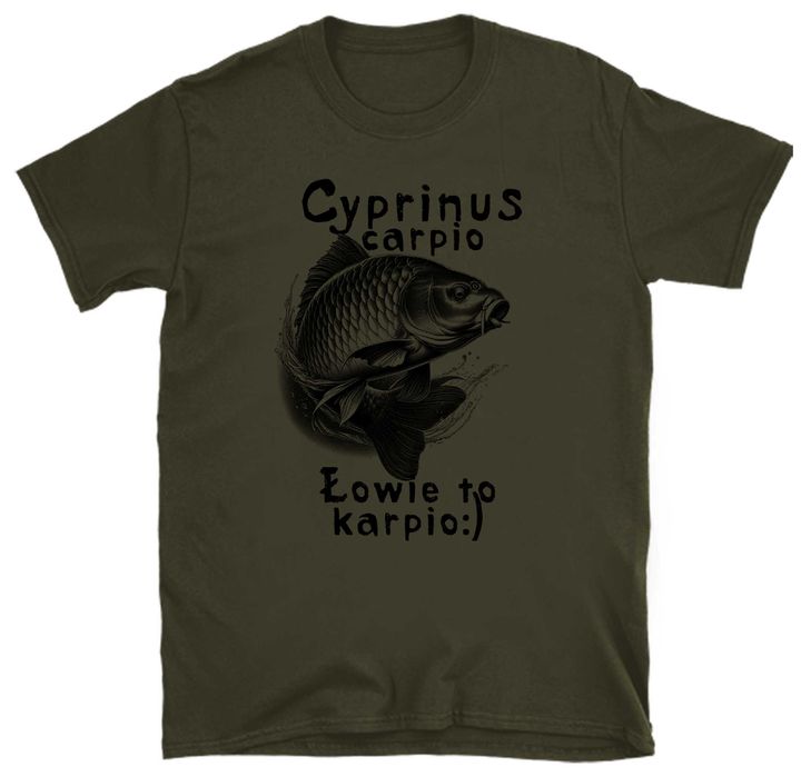 koszulka wędkarska, koszulka na ryby, koszulka wędkarz kolor militarny