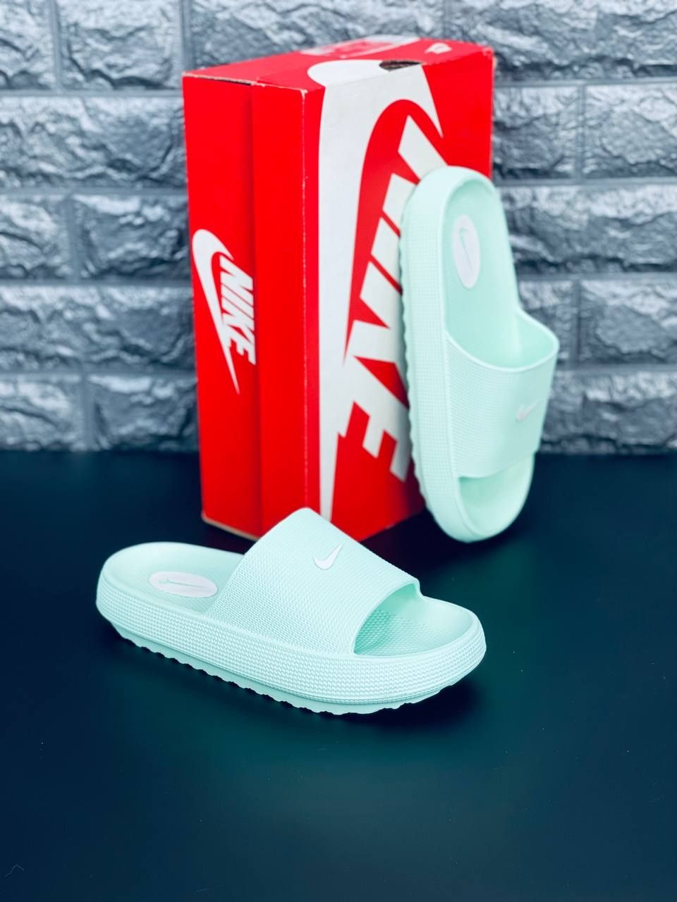ЖЕНСКИЕ шлёпанцы Nike тапочки уличные найк бирюзового цвета 36-41