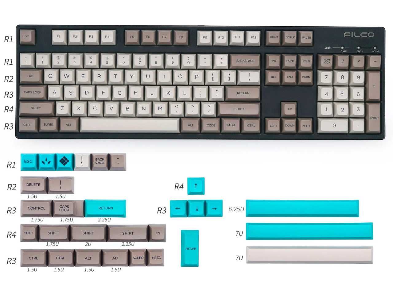 Кейкапи KBDfans SA PBT Vintage Beige для механічної клавіатури