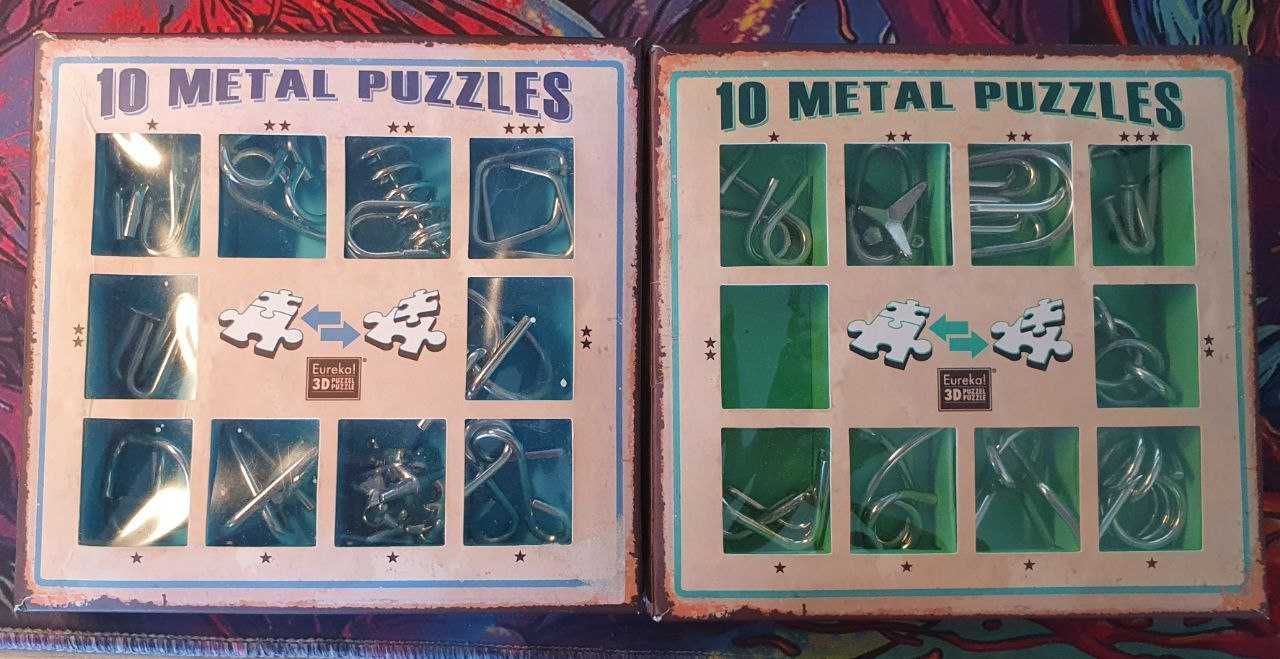 Набір головоломок 10 Metall Puzzles блакитний та зелений