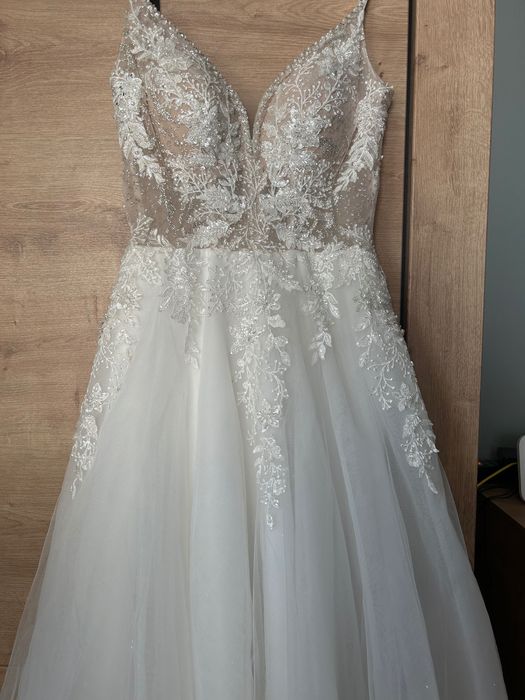 Suknia ślubna beż + złoto