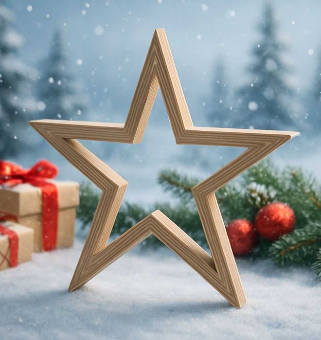 Drewniana Gwiazda Boże Narodzenie Dekor Baza Do Ozdabiania Wys.21,5cm