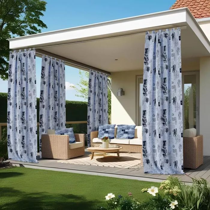 Zasłona tarasowa gotowa na szelkach Popiel 135x200 cm - 200 cm 135 cm