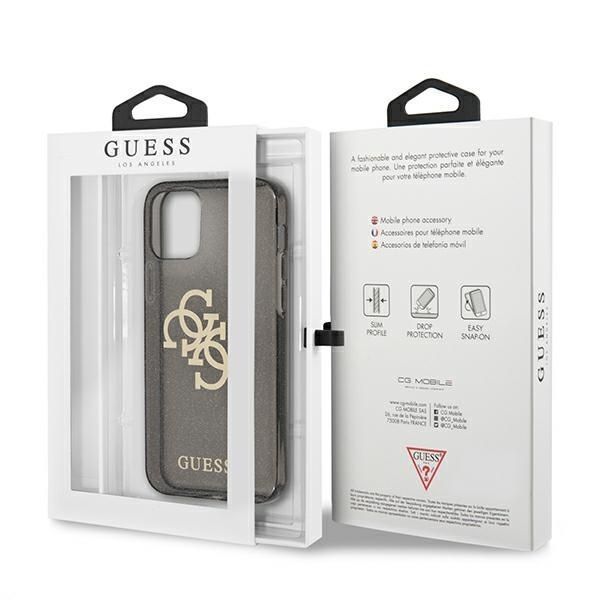 Etui Guess Glitter 4G Logo do iPhone 12 Pro Max 6,7" - Czarny