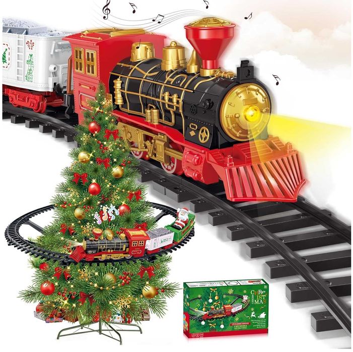 Świąteczny Pociąg ze światłem i dźwiękiem 89cm Kolejka na/pod choinkę