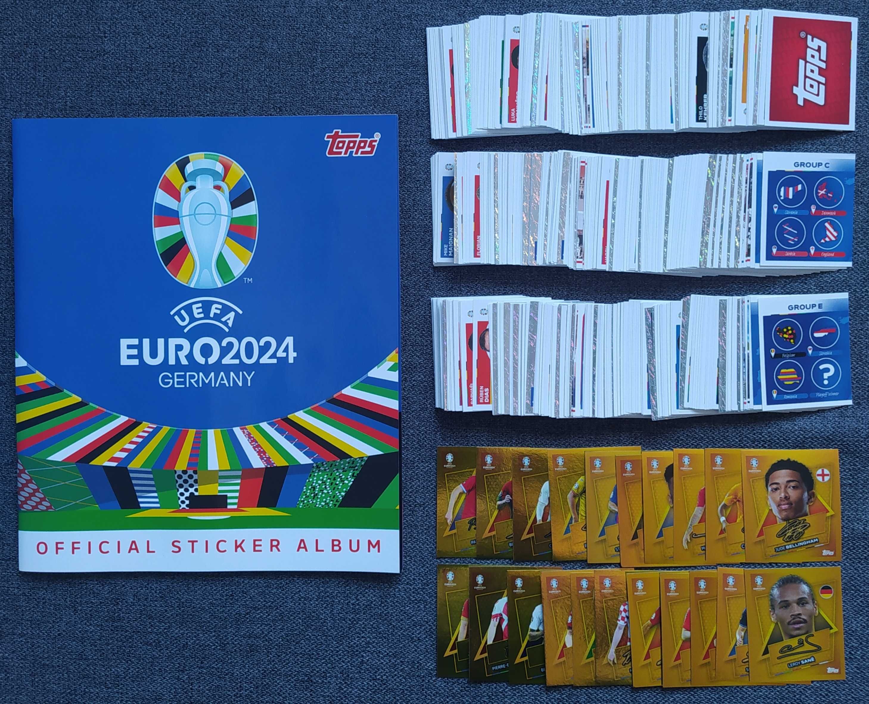 Topps UEFA Euro 2024 album + komplet 707 naklejek SP z autografem