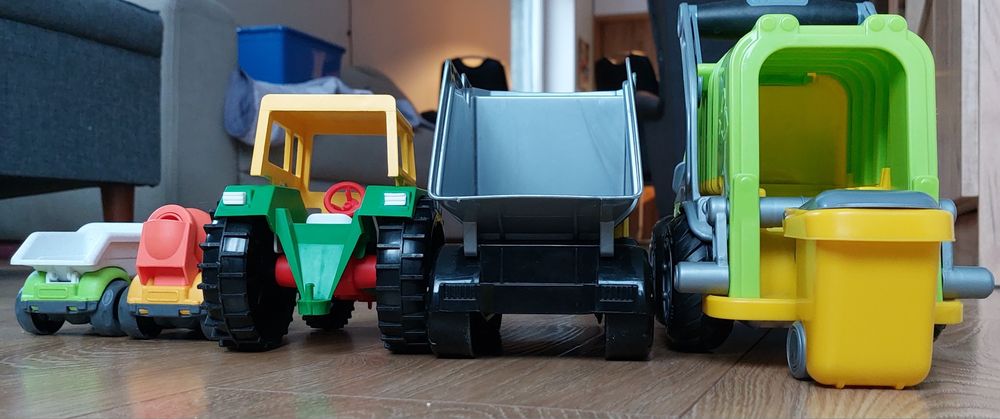 Auta dla dzieci, zabawki, wywrotka, śmieciarka, betoniarka, Wader