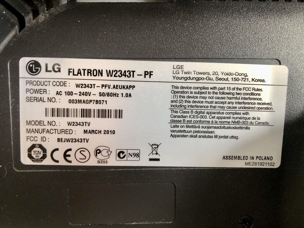 Монитор LG FLATRON W2343T-PF