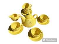 Zestaw filiżanek żółte porcelanowe do kawy herbaty Congratulations