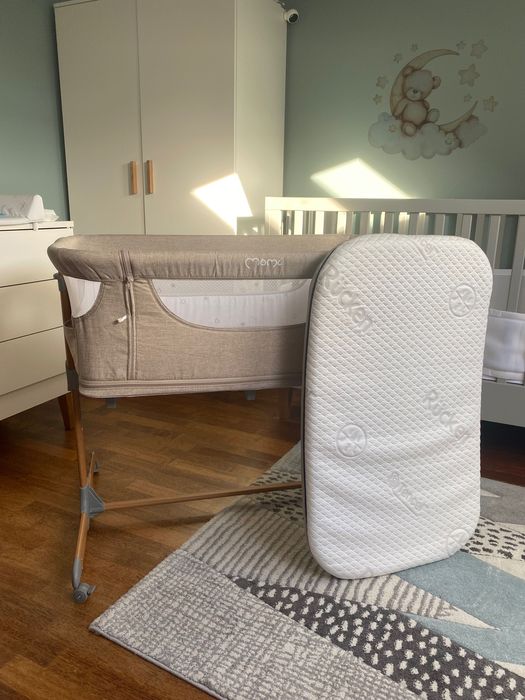 MoMi Smart Bed łóżeczko dostawane + Rucken materac dostawka kojec