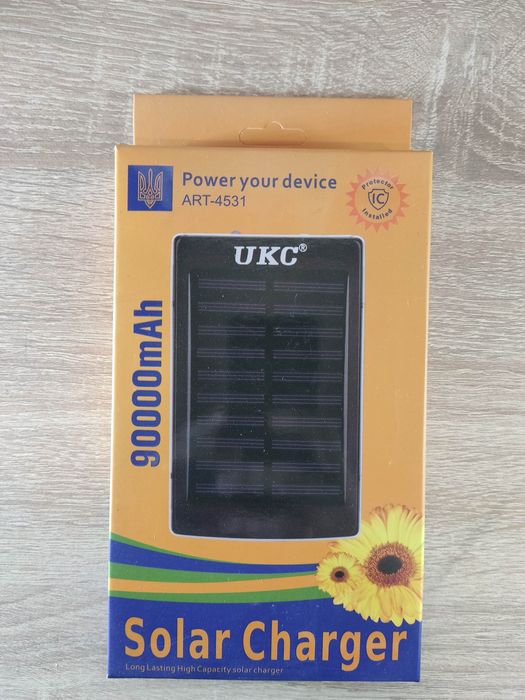 Повербанк Solar 90000 mAh с сонячною панелью та ліхтарем 4531