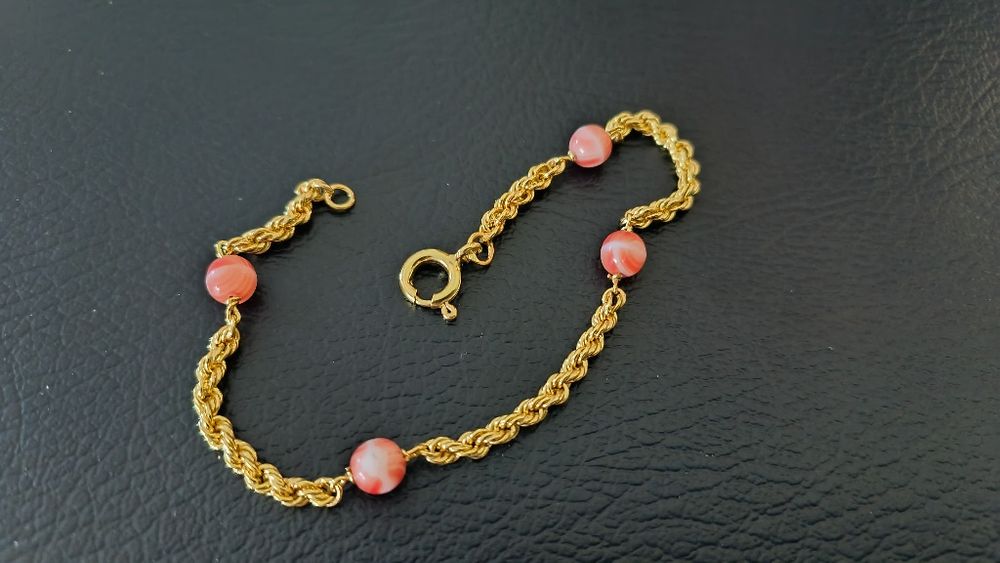 Pulseira cordão em prata dourada