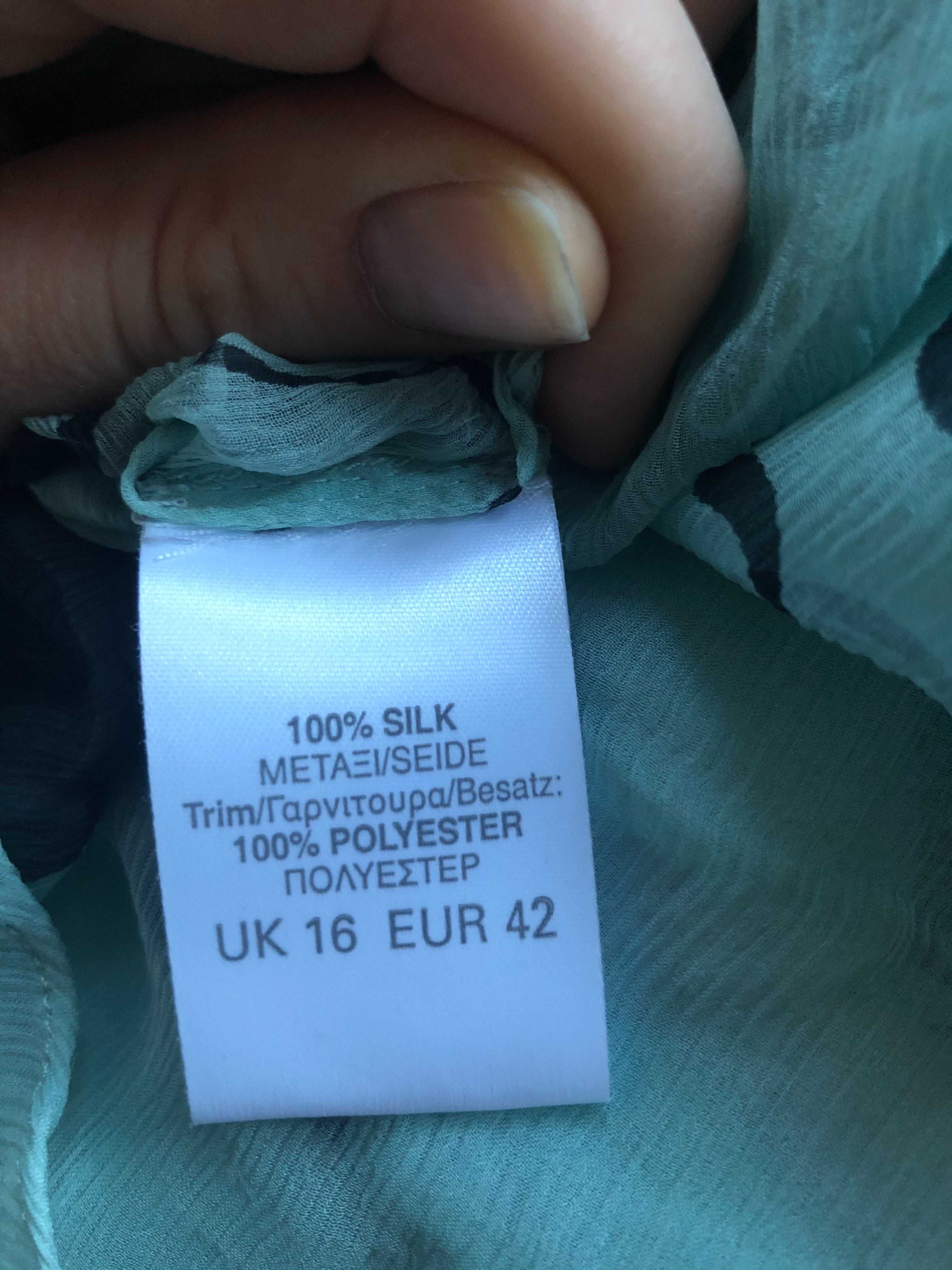 River Island top silk jedwab zielony pistacjowy mgiełka koralik 16 XXL