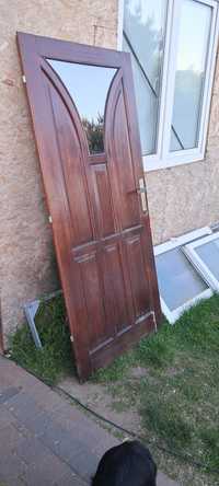 Drzwi wejściowe 103x210 drewniane z szybką