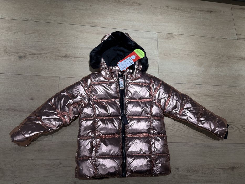 Демісезонна блискуча блестящая куртка парка для дівчинки 7-8 122 128см